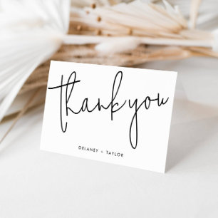 Classic Minimalist Mixed Font Simple Black  White  Thank You Card