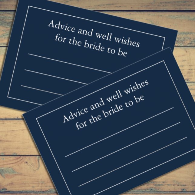 Classic Minimalist Navy Blue Bridal Shower Advice Card (Creator Uploaded)