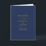 Classic Minimalist Navy Blue | Gold Folded Wedding Programme<br><div class="desc">This classic minimalist navy blue | gold folded wedding program is great for a simple modern romantic and elegant wedding. The dark navy blue colour palette and minimal vintage typography give it a classy chic formal touch. The design is flexible, perfect for a basic contemporary evening, spring, fall, summer, or...</div>