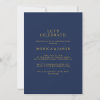 Classic Minimalist Navy Blue Gold Let's Celebrate