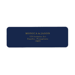 Classic Minimalist Navy Blue   Gold Return Address