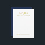 Classic Minimalist Navy Blue | Gold Wedding Advice Card<br><div class="desc">This classic minimalist navy blue | gold wedding advice card is great for a simple modern romantic and elegant wedding. The dark navy blue colour palette and minimal vintage typography give it a classy chic formal touch. The design is flexible, perfect for a basic contemporary evening, spring, fall, summer, or...</div>