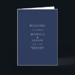 Classic Minimalist Navy Blue Silver Folded Wedding Programme<br><div class="desc">This classic minimalist navy blue silver folded wedding program is great for a simple modern romantic and elegant wedding. The dark navy blue colour palette and minimal vintage typography give it a classy chic formal touch. The design is flexible, perfect for a basic contemporary evening, spring, fall, summer, or winter...</div>