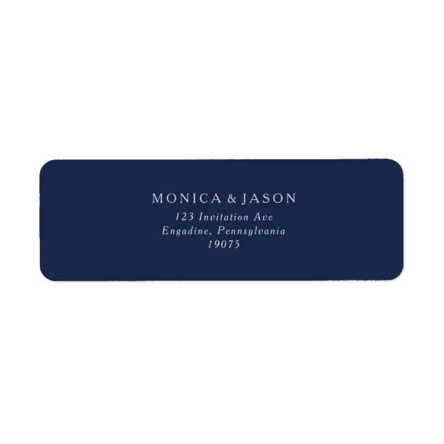 Classic Minimalist Navy Blue Silver Return Address (Front)