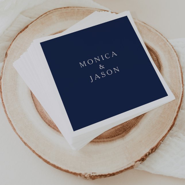 Classic Minimalist Navy Blue | Silver Wedding Napkin (Creator Uploaded)