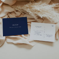 Classic Minimalist Navy Blue | Silver Wedding RSVP