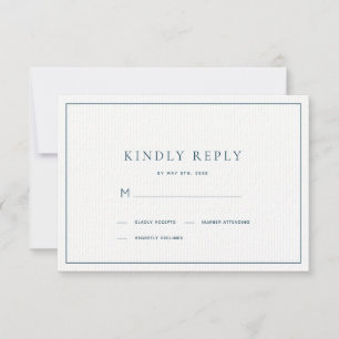 Classic Minimalist Navy Blue Wedding RSVP