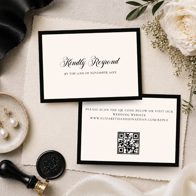 Classic Minimalist Old Money Wedding QR Code RSVP Card (Creator Uploaded)