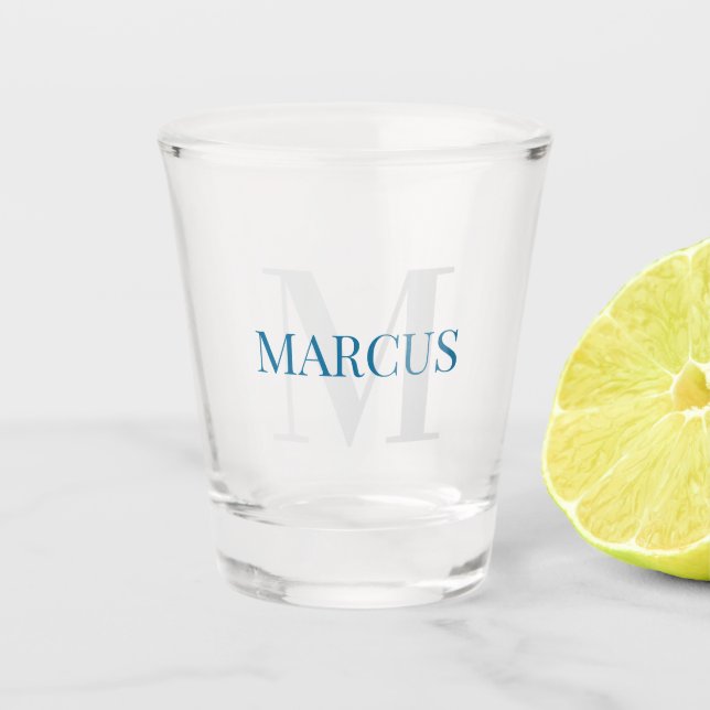 Classic Minimalist Personalised Monogram and Name  Shot Glass (Front)