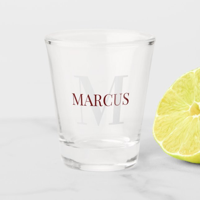 Classic Minimalist Personalised Monogram and Name  Shot Glass (Front)
