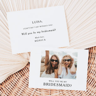 Classic Minimalist Photo Bridesmaid Proposal Card