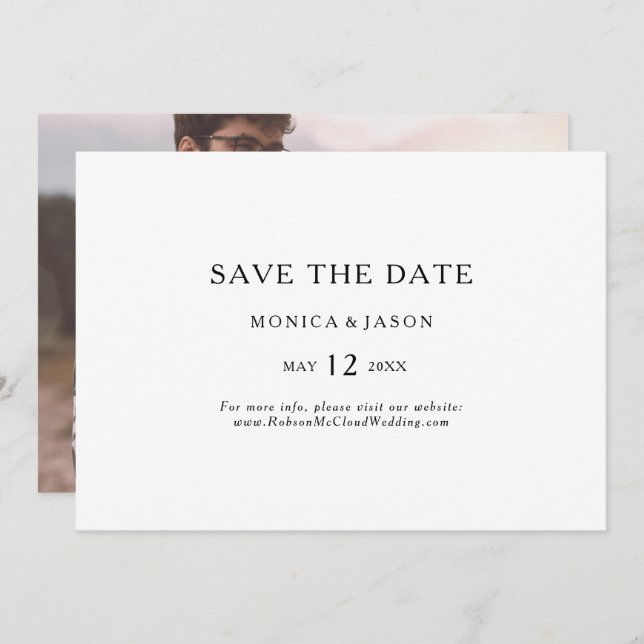 Classic Minimalist Photo Horizontal Save The Date (Front/Back)