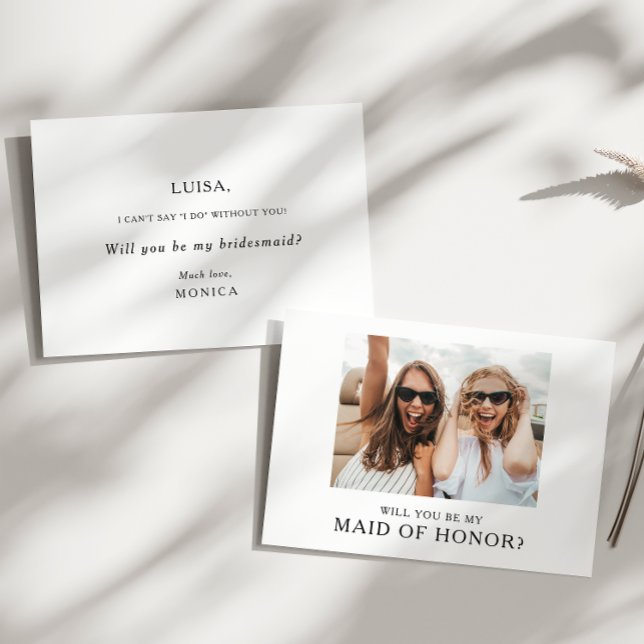 Classic Minimalist Photo Maid of Honour Proposal Invitation (Creator Uploaded)