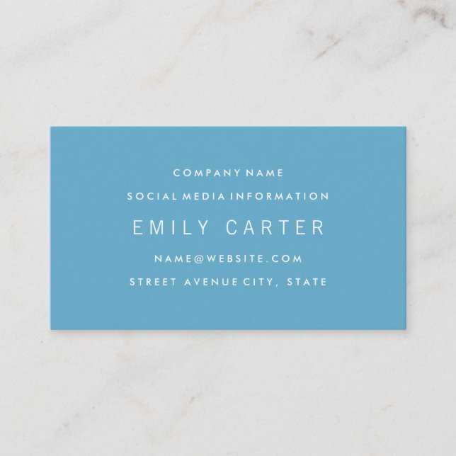 Classic Minimalist Professional Blue Business Card (Front)