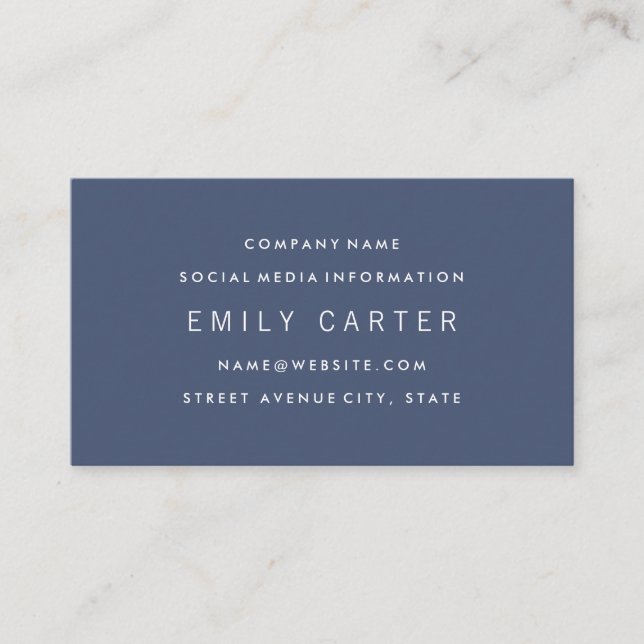 Classic Minimalist Professional Blue Business Card (Front)