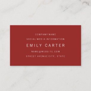 Classic Minimalist Professional Red Business Card