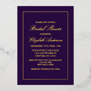 Classic Minimalist Purple Bridal Shower