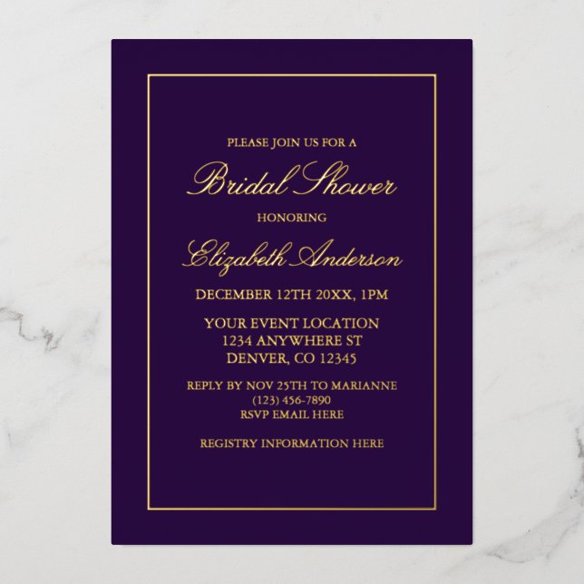 Classic Minimalist Purple Bridal Shower (Front)