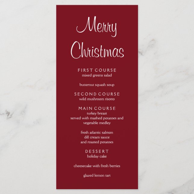 Classic Minimalist Red Christmas Menu (Front)