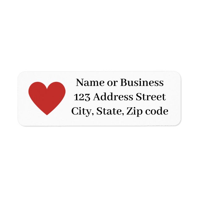 Classic Minimalist Red Heart Name Mailing Address (Front)