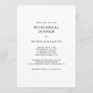 Classic Minimalist Rehearsal Dinner Invitation