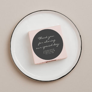 Classic Minimalist Script Black Thank You Wedding  Classic Round Sticker