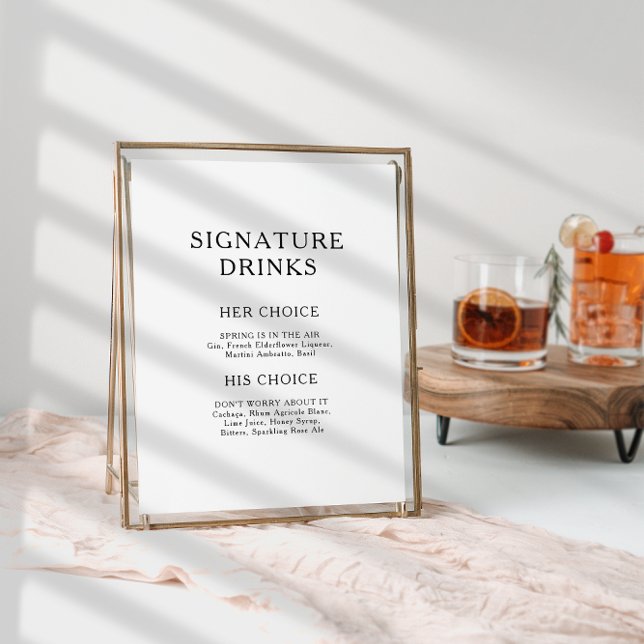 Classic Minimalist Signature Drinks Sign (Creator Uploaded)