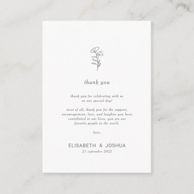 Classic Minimalist Simple Thank you Enclosure Card (Front)