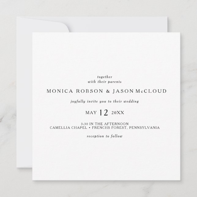 Classic Minimalist Square Wedding Invitation (Front)