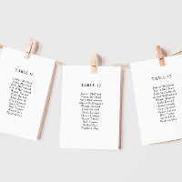 Classic Minimalist Table Number Seating Chart
