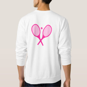 Classic Minimalist Tennis Racket White Neon Pink Sweatshirt