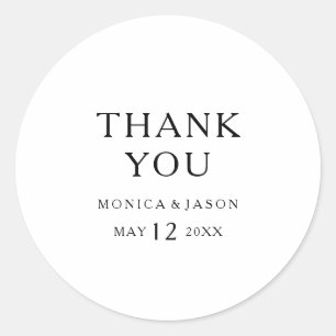 Classic Minimalist Thank You Wedding Favour Sticke Round Sticker