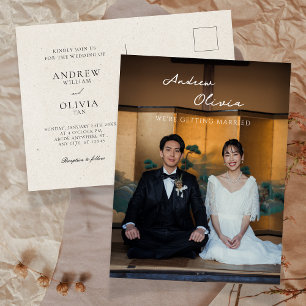Classic Minimalist traditional photo wedding Postcard
