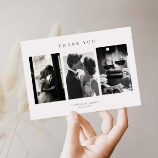 Classic Minimalist Wedding Photo Thank You Card