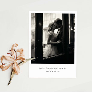 Classic Minimalist Wedding Photo Thank You Card