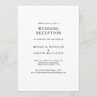 Classic Minimalist Wedding Reception Invitation