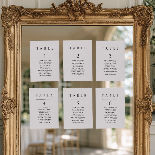 Classic Minimalist Wedding Seating Chart Card (Individual Cards Classic Elegant Seating Chart)