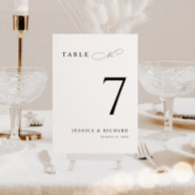 Classic Minimalist Wedding Table Number