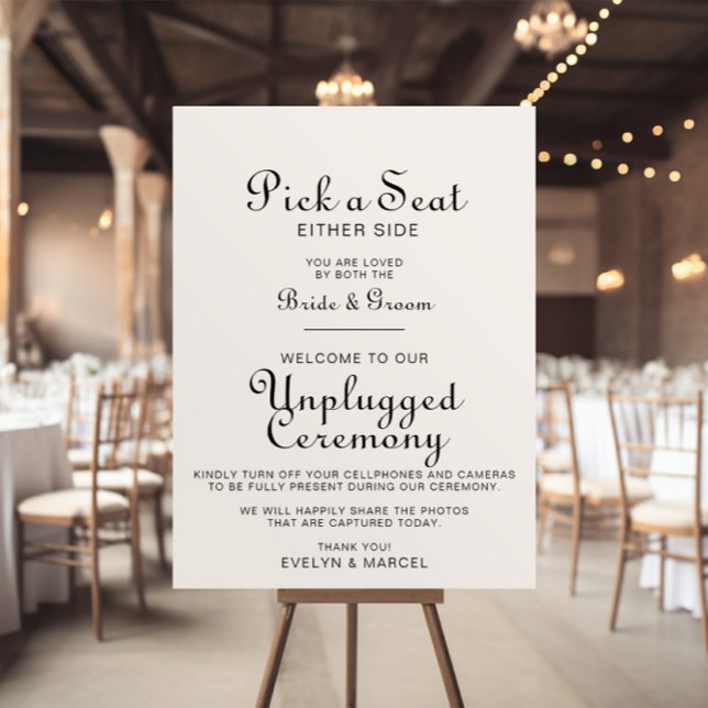 Classic Minimalist Wedding Unplugged Ceremony   Poster (Creator Uploaded)
