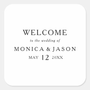 Classic Minimalist Wedding Welcome Square Sticker