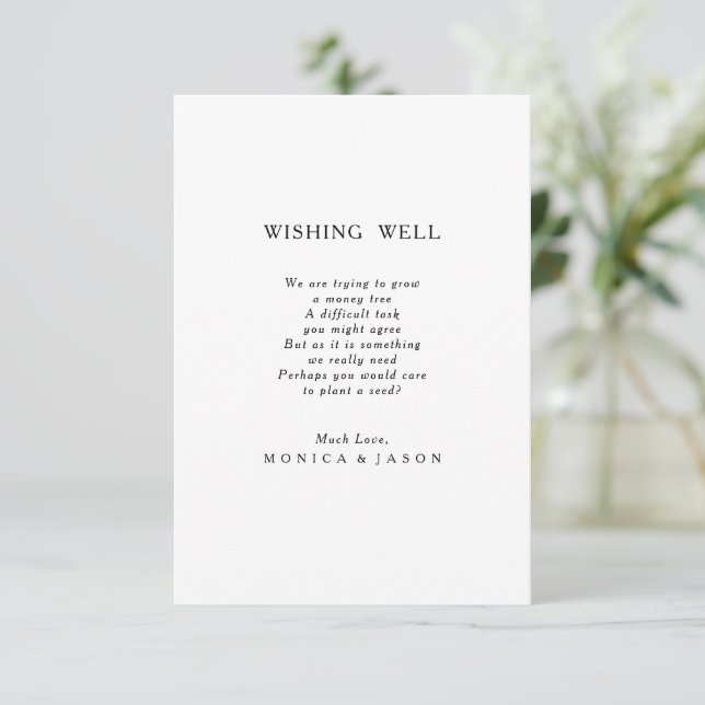 Classic Minimalist Wedding Wishing Well Card (Standing Front)