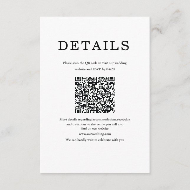 Classic Minimalist White & black Enclosure Card (Front)