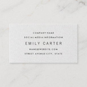 Classic Minimalist   White Fabric Texture Business Card