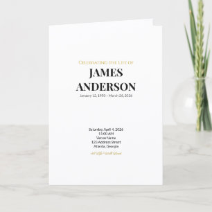Classic Minimalist White Funeral Program Invitation