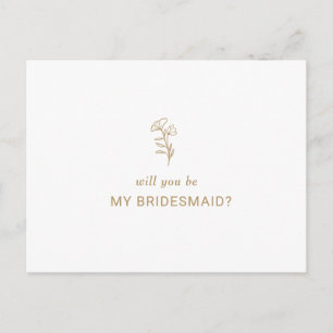 Classic Minimalist will you be my bridemaid Invitation Postcard