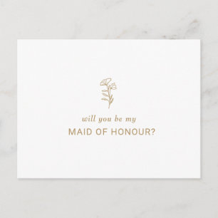 Classic Minimalist will you be my maid of honour Invitation Postcard
