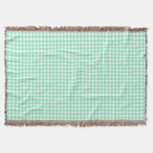 Classic Mint White Pepita Houndstooth Pattern  Throw Blanket
