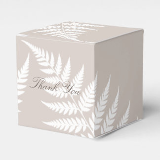 Classic Mocha Taupe White Fern Thank You Favour Box