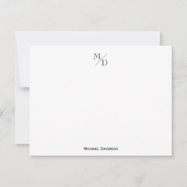 Classic Modern 2 Monogram Initial Diagonal Line Card (Front)