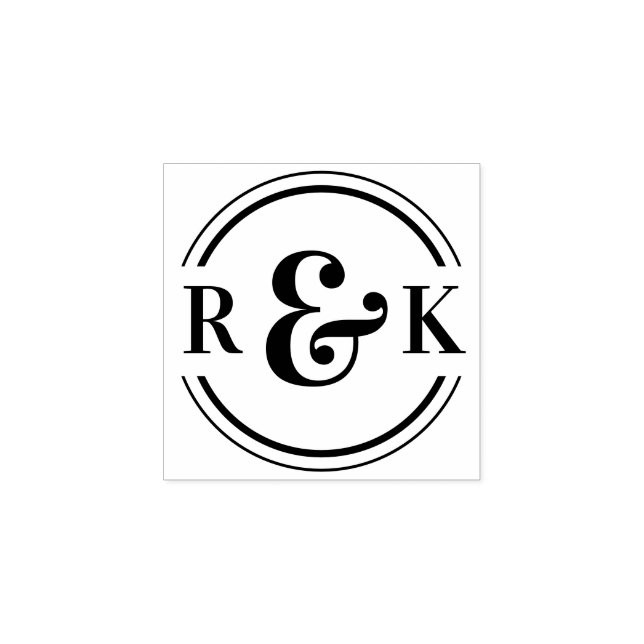 Classic Modern Ampersand Two Monogram Initials Rubber Stamp (Imprint)